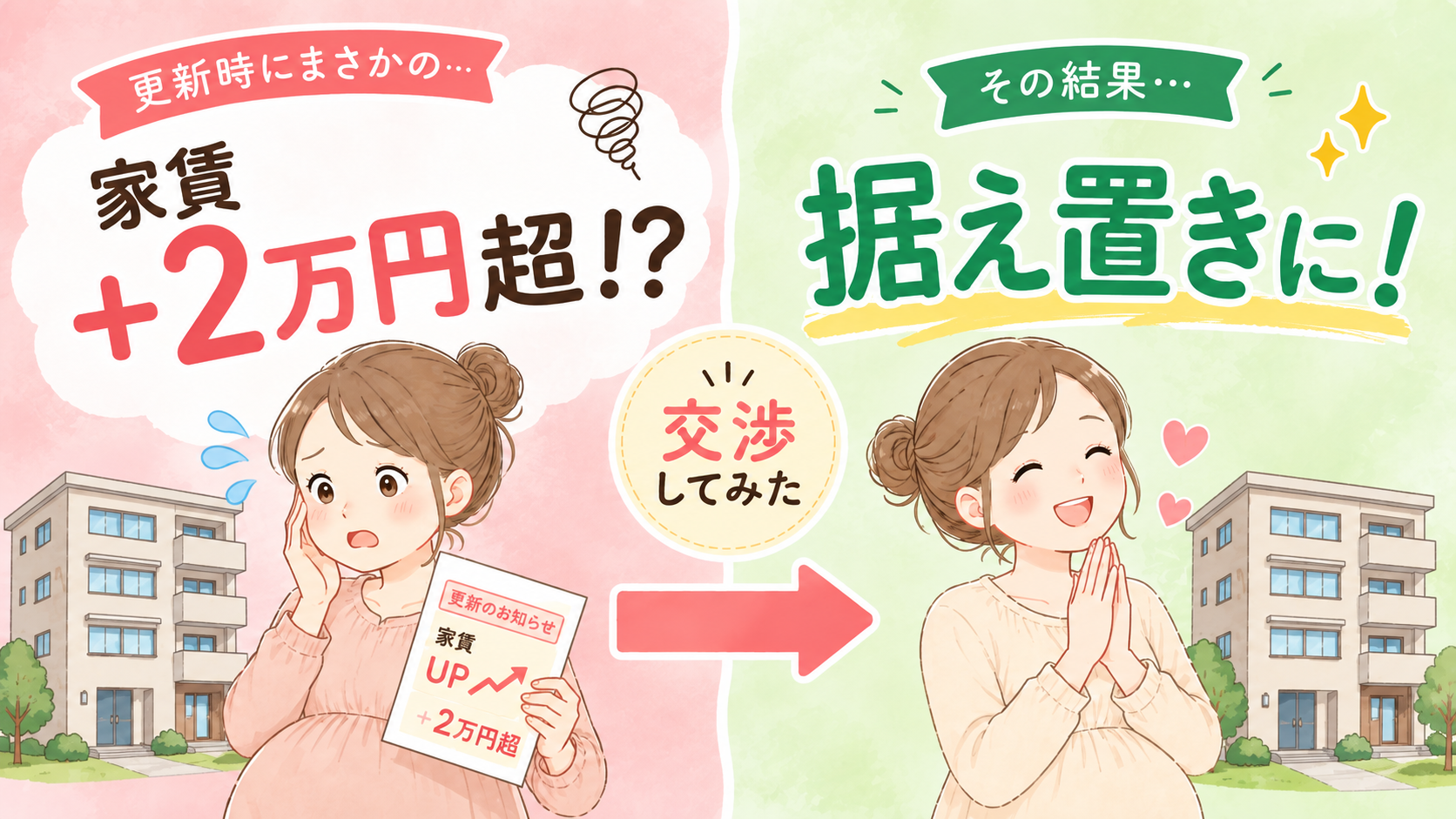 子育て中に家賃2万円アップ！？更新時の値上げ交渉で据え置きになった体験談